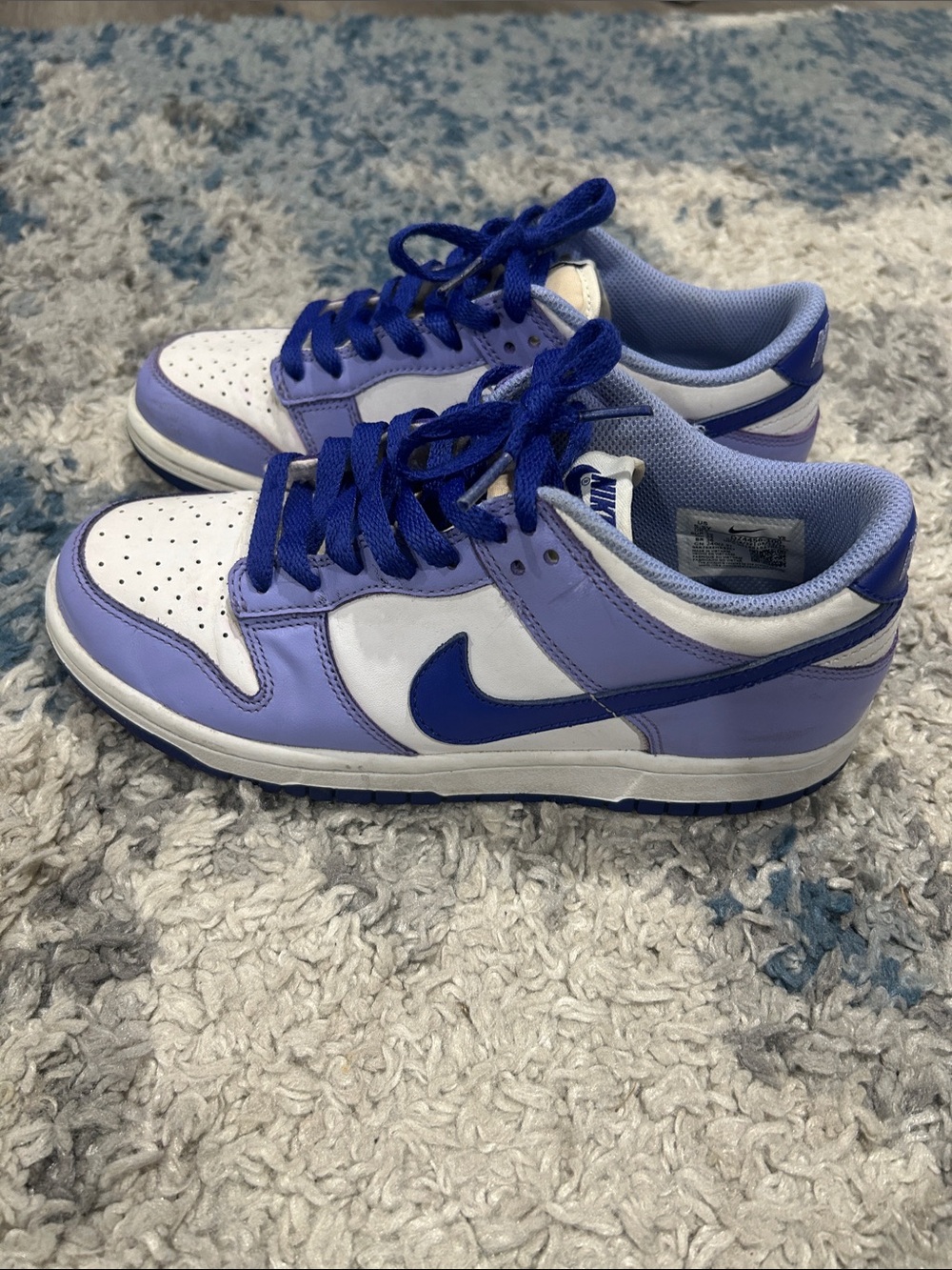 Nike Dunk Low - White, Lavender & Royal Blue Accents
